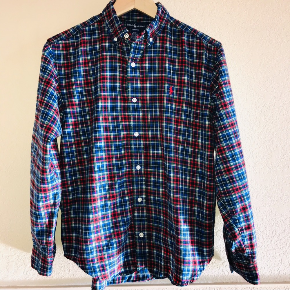 Ralph Lauren Blue Plaid Button Down Shirt …